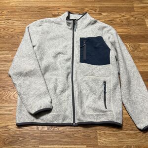 Orvis Fishing  Zip-Up Fleece Jacket M Beige Blue Pockets